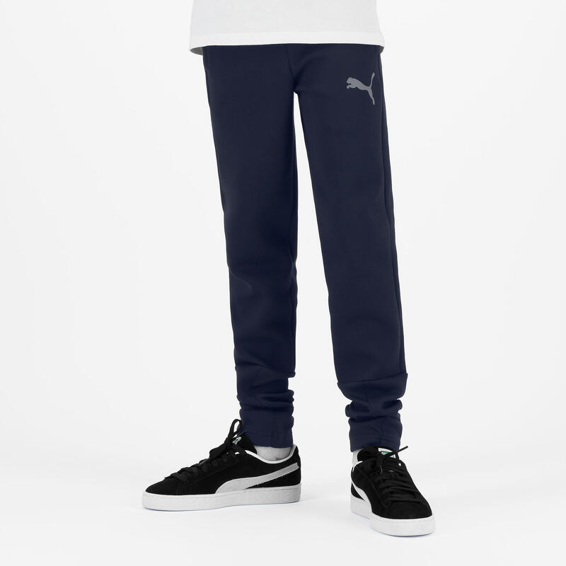 Pantaloni tuta Puma bambino ginnastica regular fit felpati azzurri