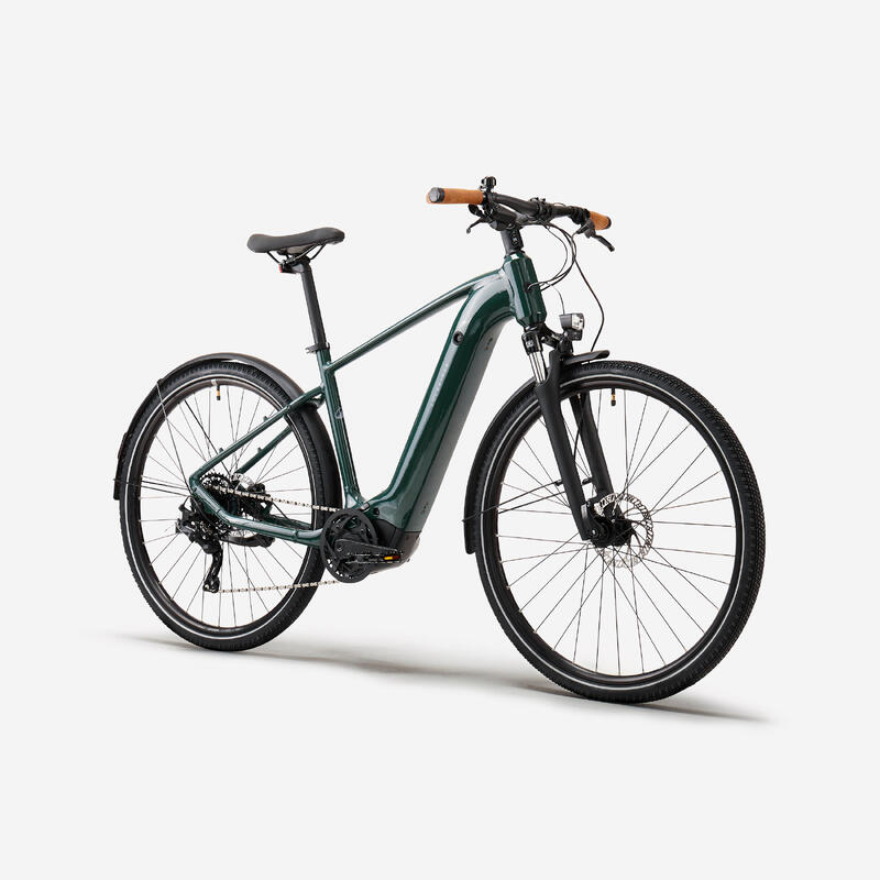 Bicicletă polivalentă electrică cu motor central și cadru înalt E-actv 500 Verde