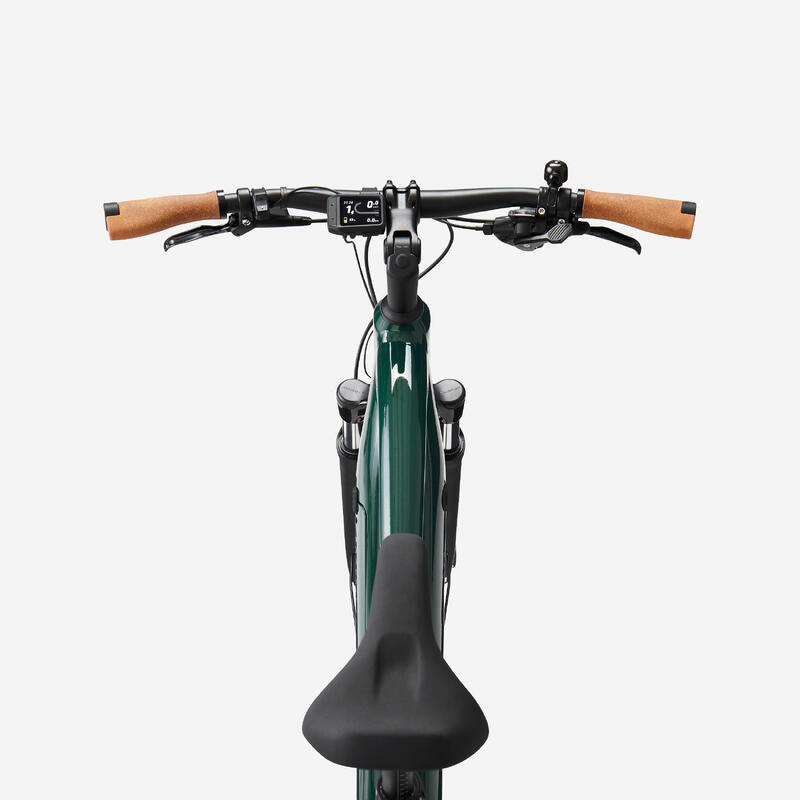 Bicicletă polivalentă electrică cu motor central și cadru înalt E-actv 500 Verde