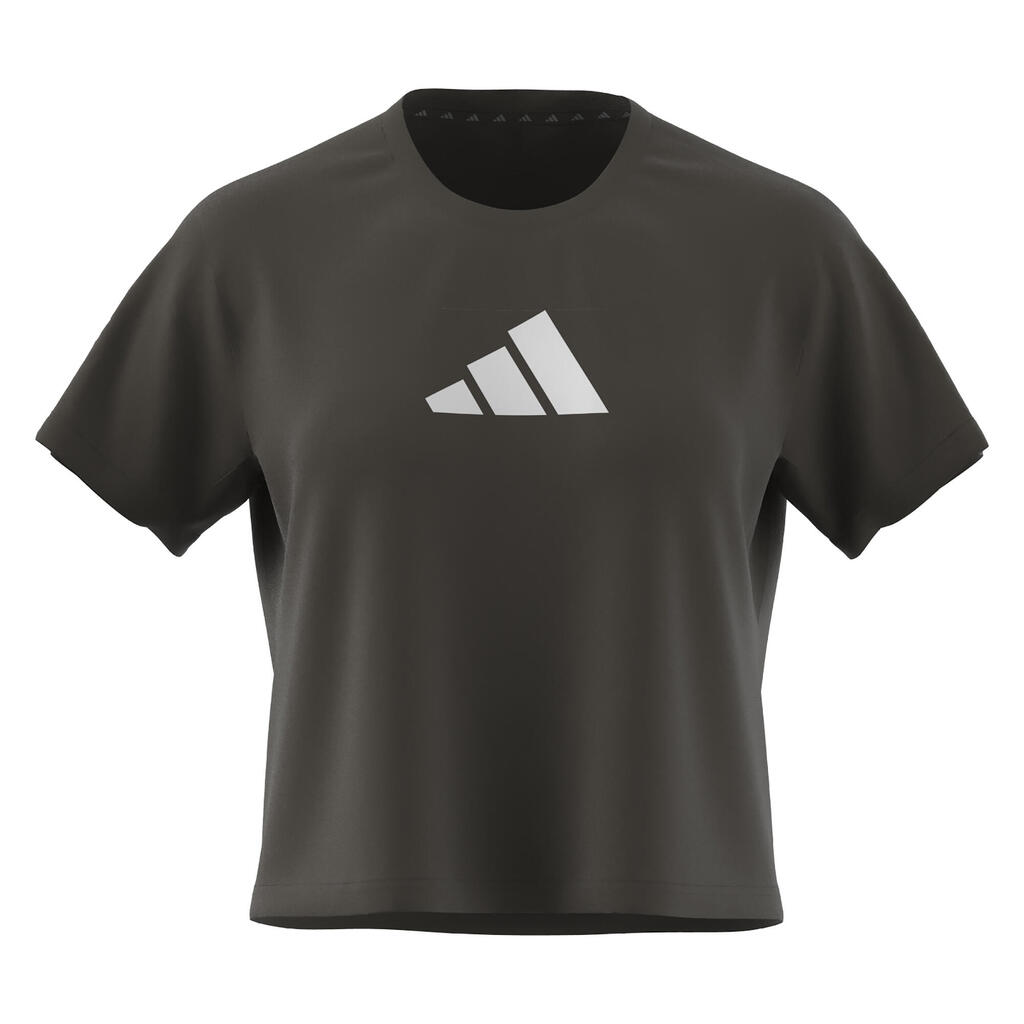 ADIDAS T-Shirt Damen Logo-Print - grün