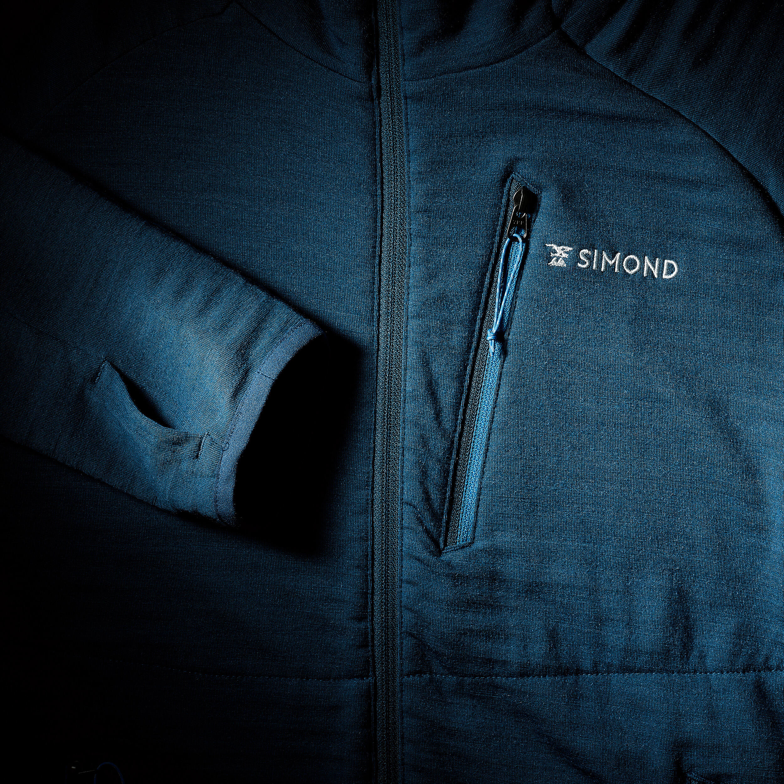 Men’s hooded pullover merino wool - MOUNTAINEERING - Blue 7/9