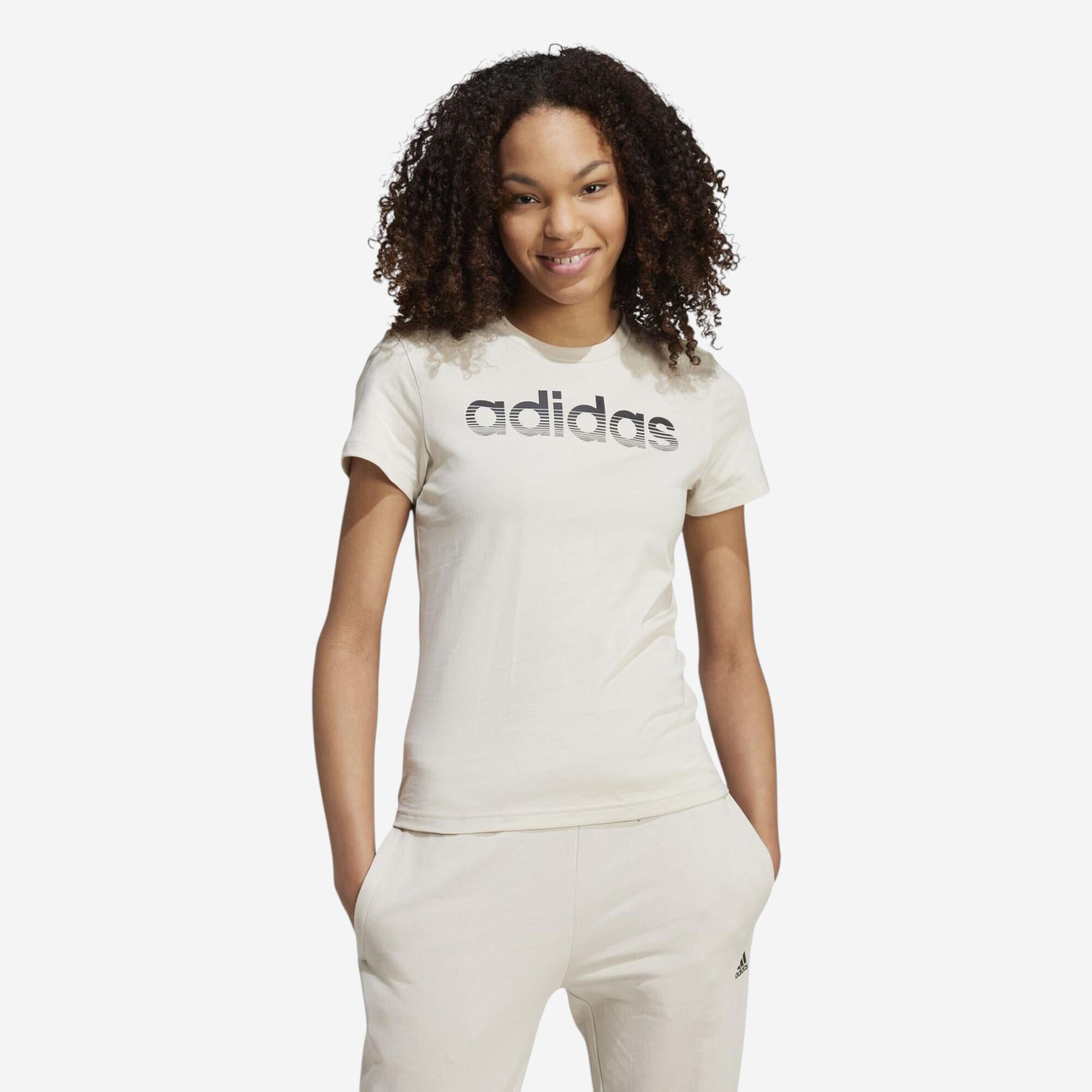 Camiseta Mujer Beis Estampado Logotipo ADIDAS 1/5