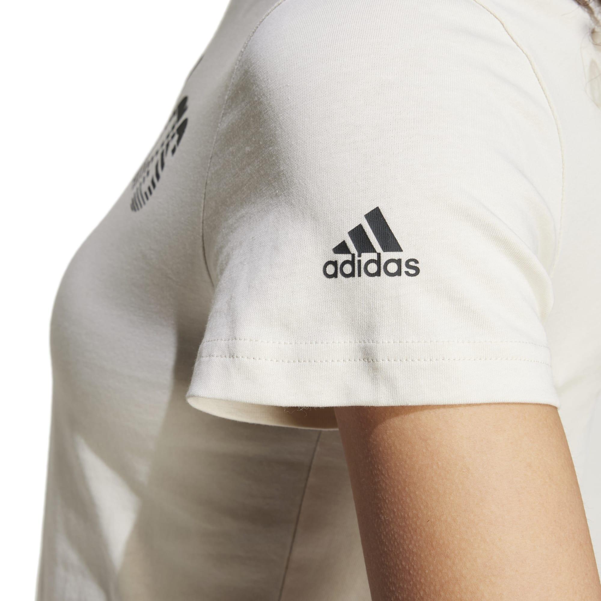 Camiseta Mujer Beis Estampado Logotipo ADIDAS 5/5