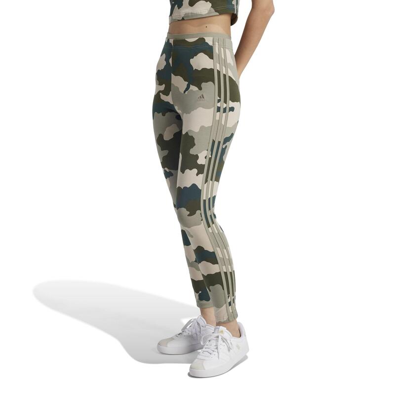 Leggings Adidas Mujer Negro Camuflaje Estampado 3 Franjas