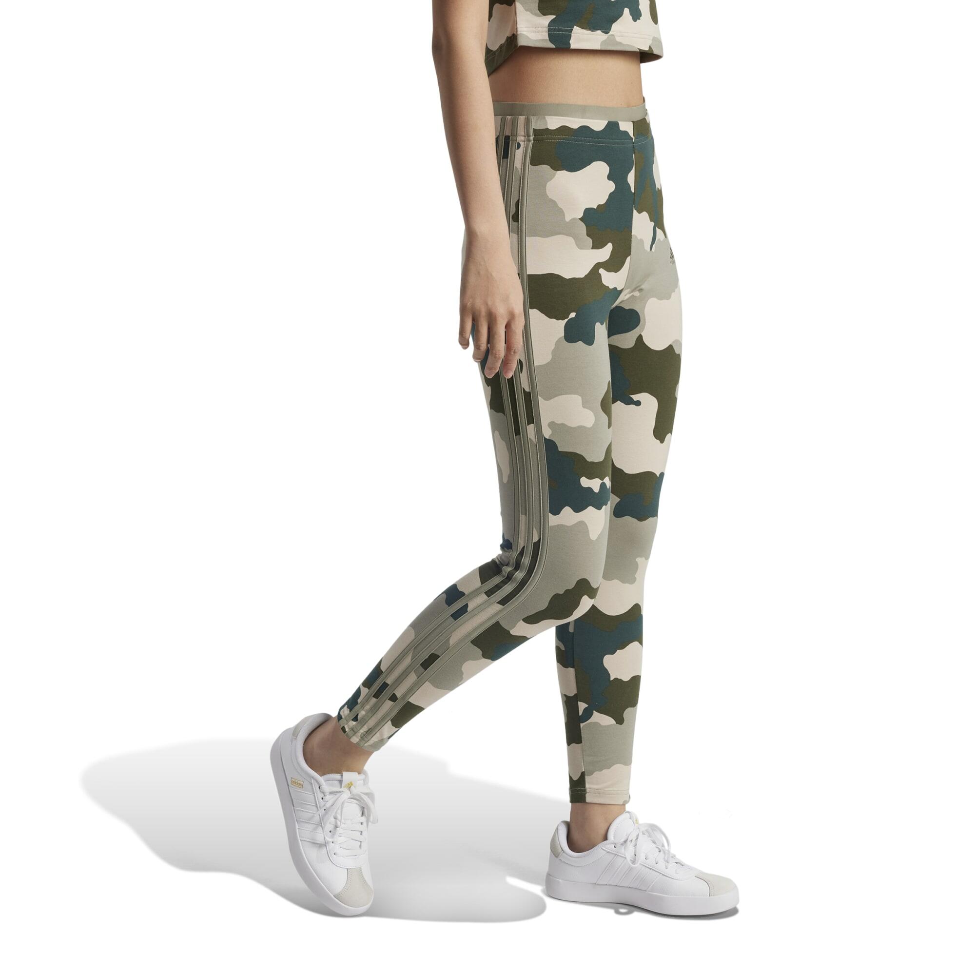 Women's 3-stripe printed leggings Adidas - black and camouflage