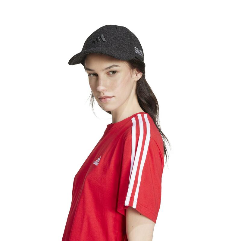 Tricou Fitness ADIDAS cu 3 benzi Roșu cu imprimeu Damă 