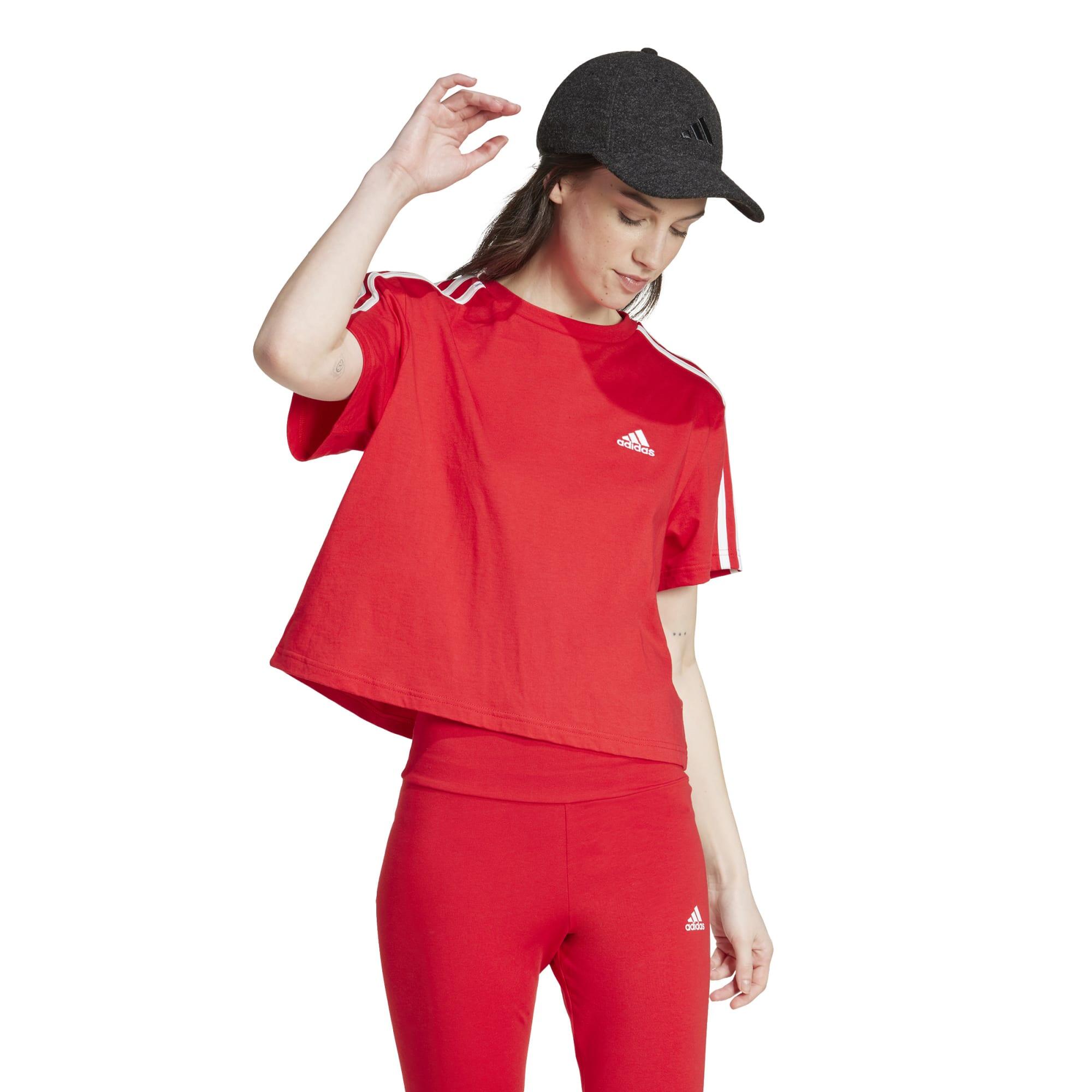 ADIDAS T-Shirt Damen kurz 3 Streifen ‒ rot  2/5