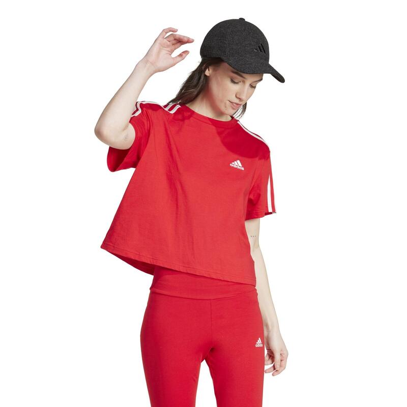 ADIDAS T-Shirt Damen kurz 3 Streifen ‒ rot 