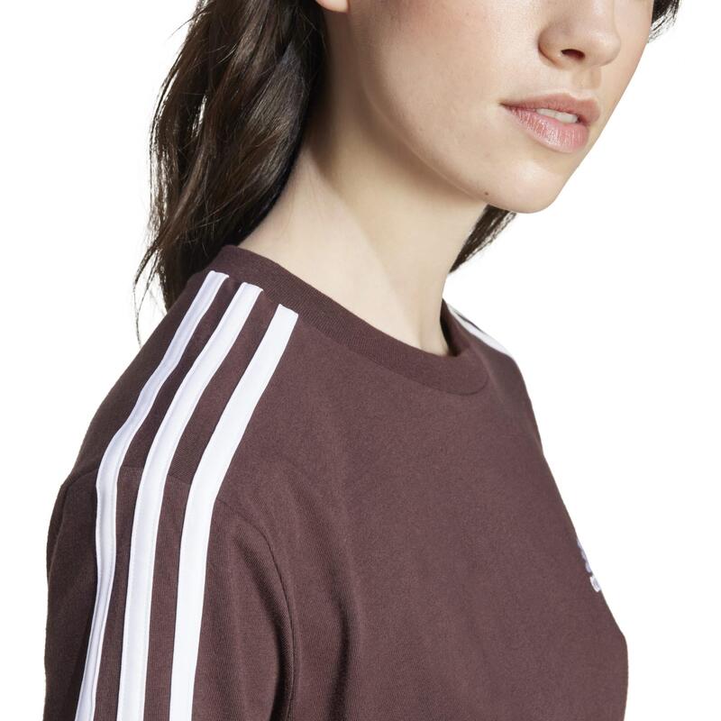 Tricou Fitness ADIDAS cu 3 benzi Negru cu imprimeu Damă 