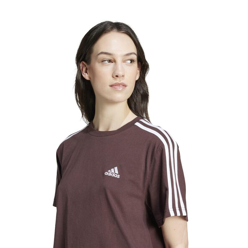 Camiseta Corta Adidas Mujer Negro Estampado 3 Franjas