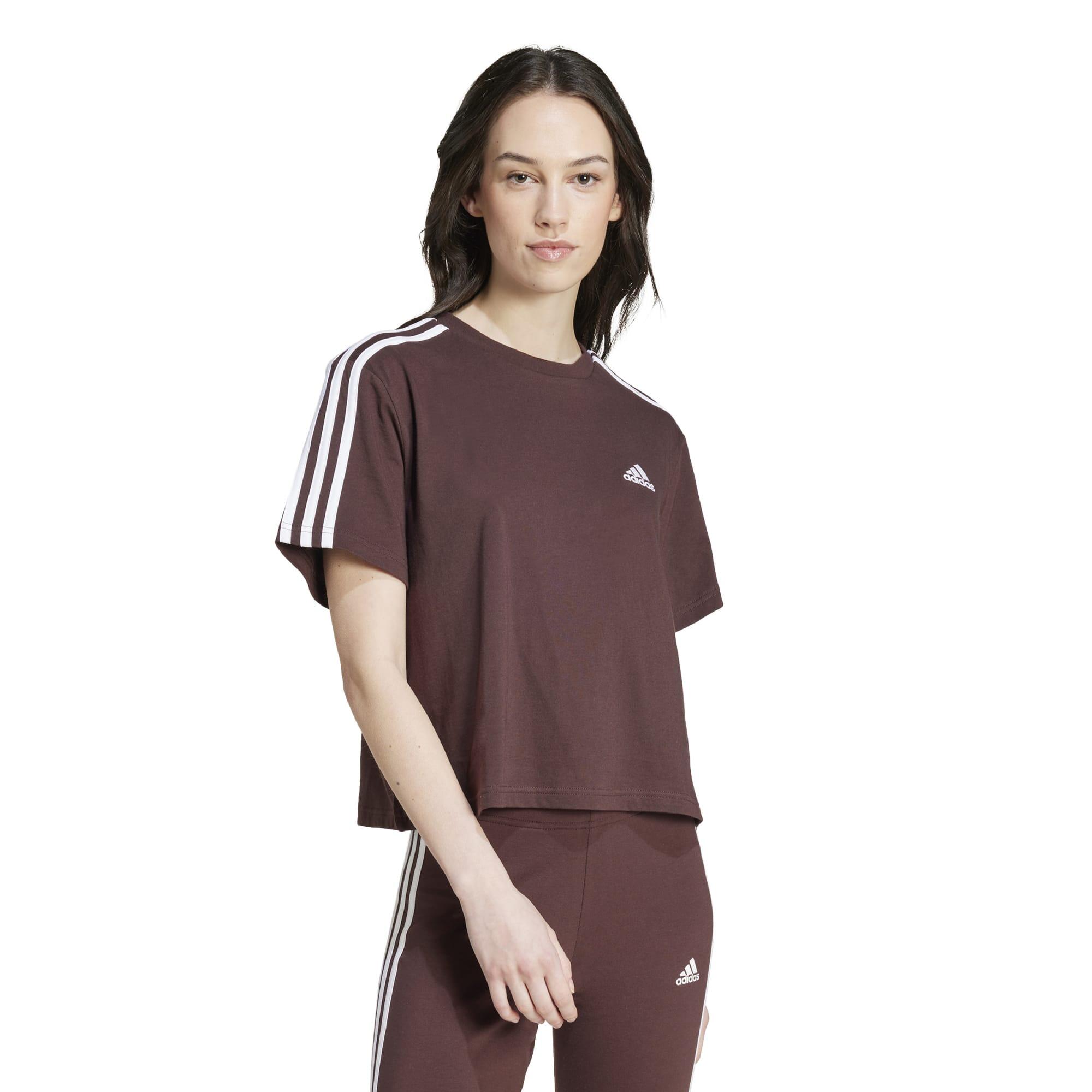 Adidas T-shirt corta stampata a 3 strisce da donna - nero