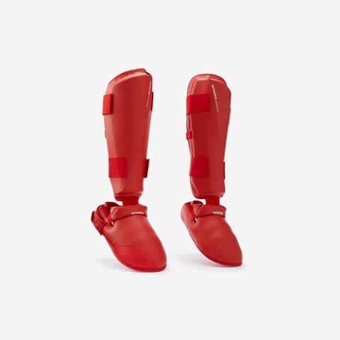 Protège-tibias et pieds de karaté 900 (rouge)