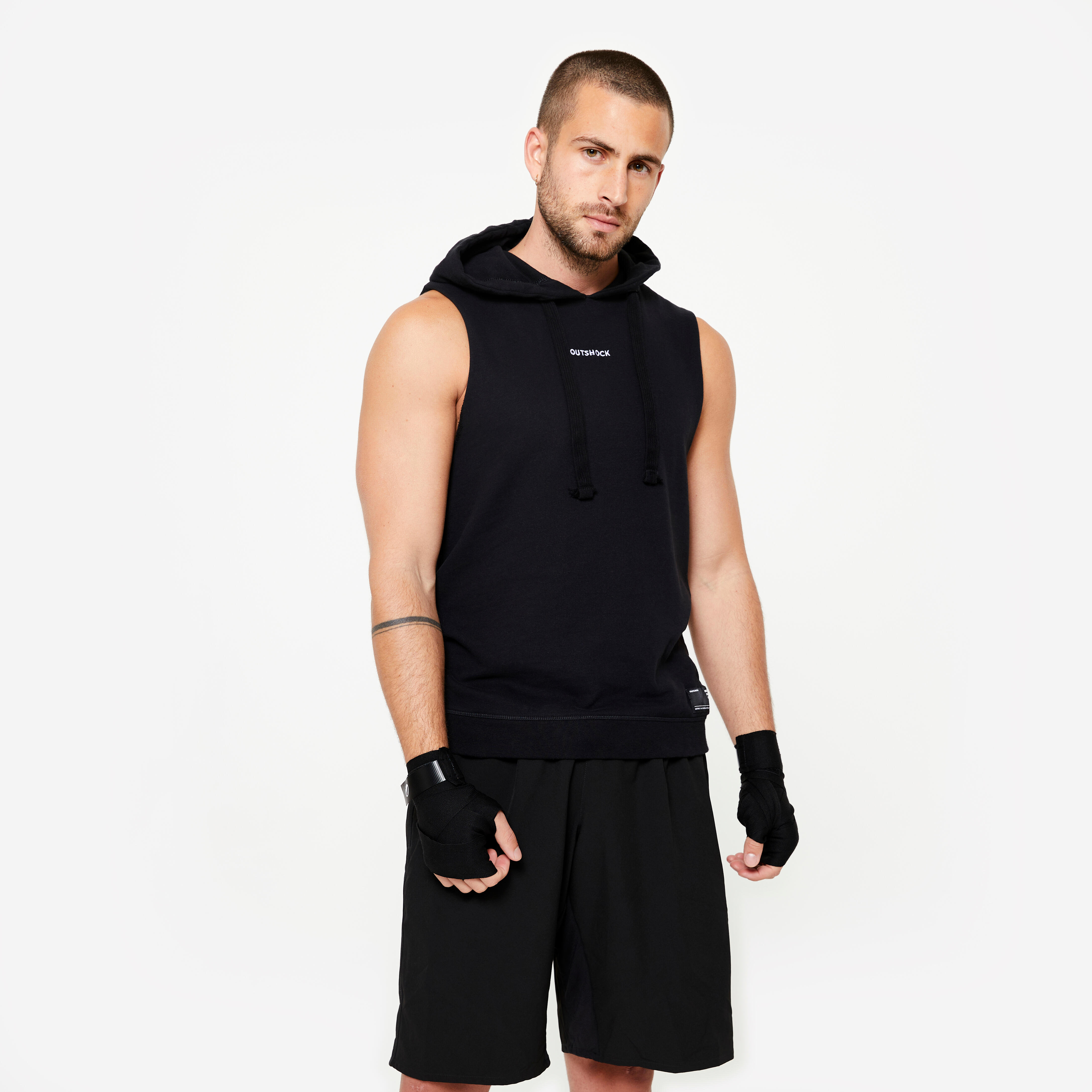 Polera sin manga con capucha hotsell