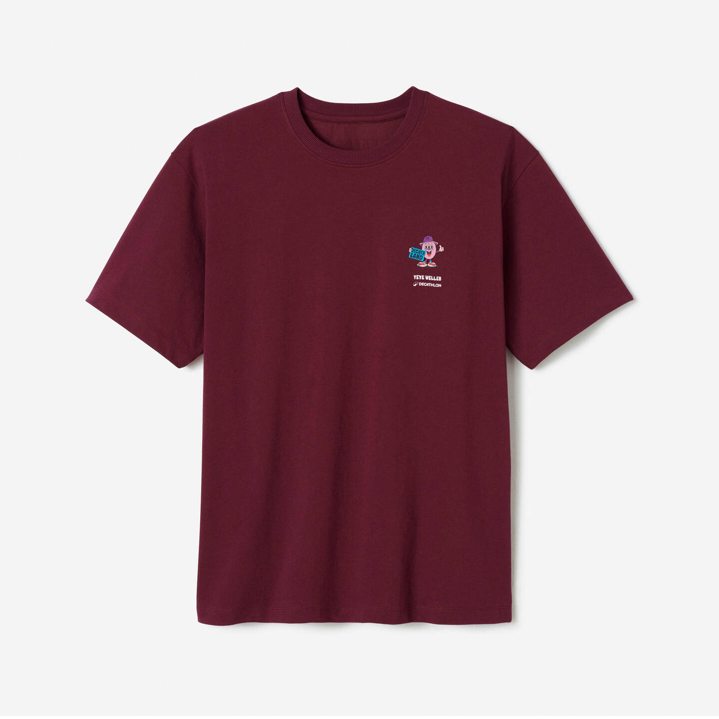 DECATHLON x YEYE WELLER Festival-T-Shirt Burgunday front