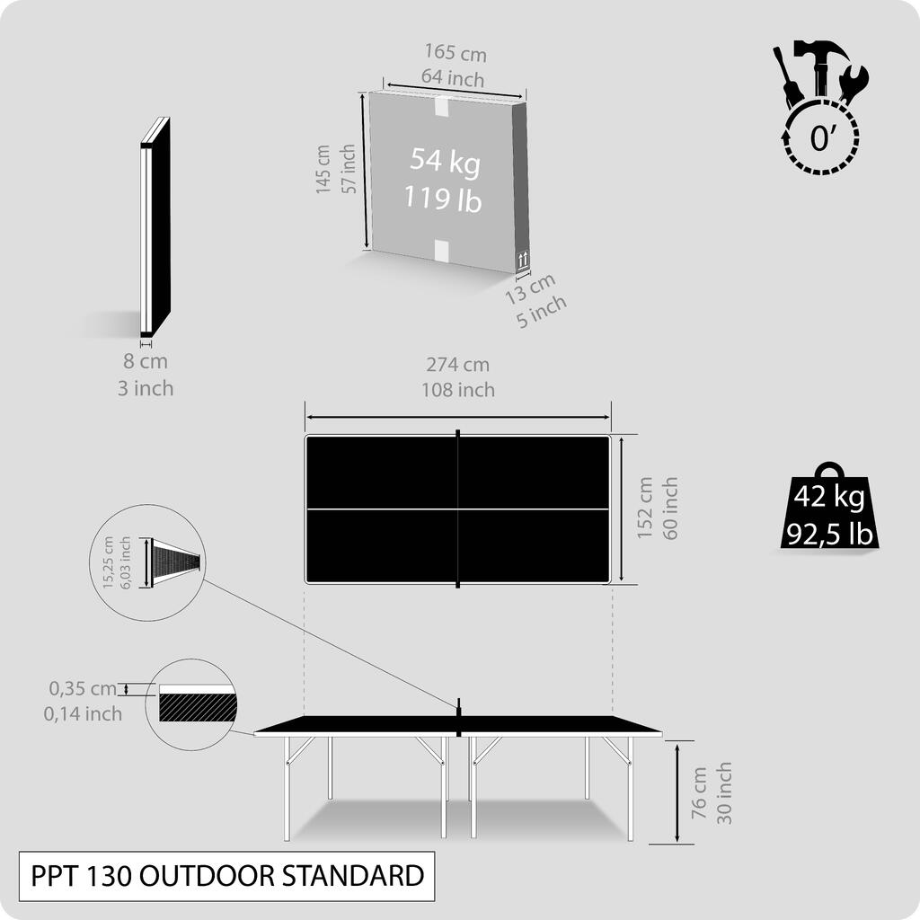 Stol za stolni tenis na otvorenom PPT 130 Outdoor plavi