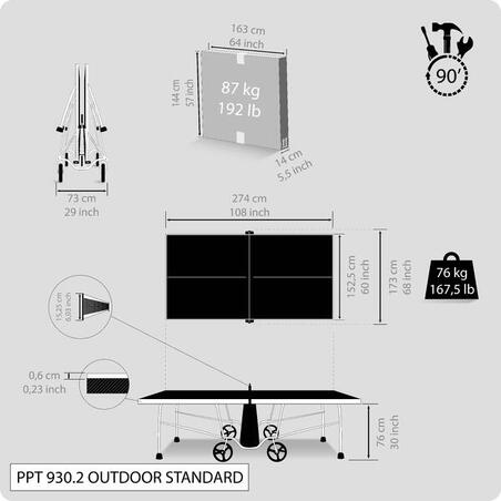 TABLE DE PING PONG EXTÉRIEURE PPT 930.2 NOIRE