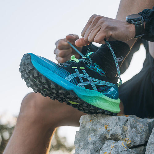 CHAUSSURES DE TRAIL RUNNING HOMME ASICS GEL TRABUCO 12 NOIR BLEU VERT ASICS Decathlon