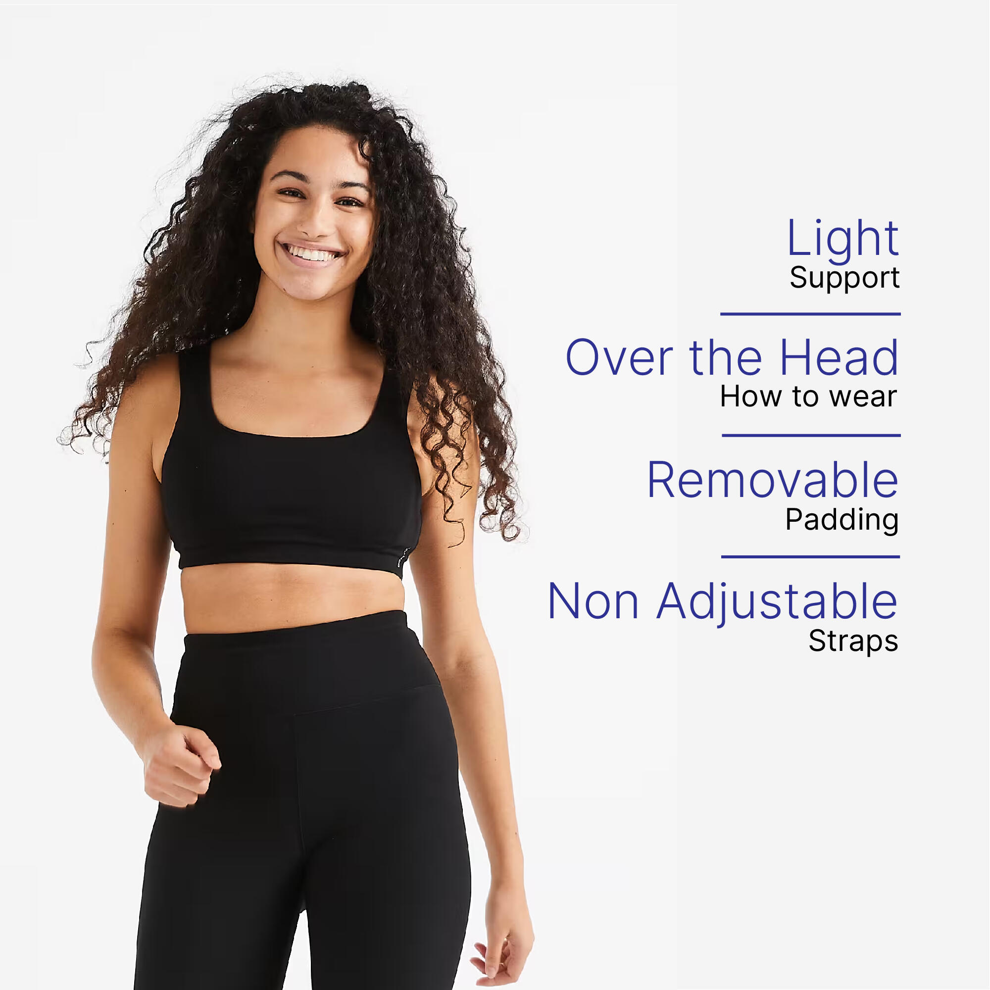 domyos Sports Bra Low Support Cotton - Black-picture-14