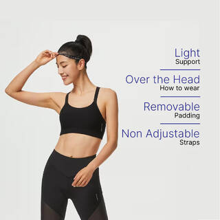 Women Sports Bra, Removable Cups, Low Support - Black