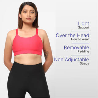 Women Sports Bra, Removable Cups, Low Support - Pink