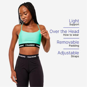 Women's Light Support Sports Bra with Thin Cross-Over Straps - Mint Green