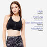 High Support Zip-Up Sports Bra with Cups, Adjustable Straps 920 - Black