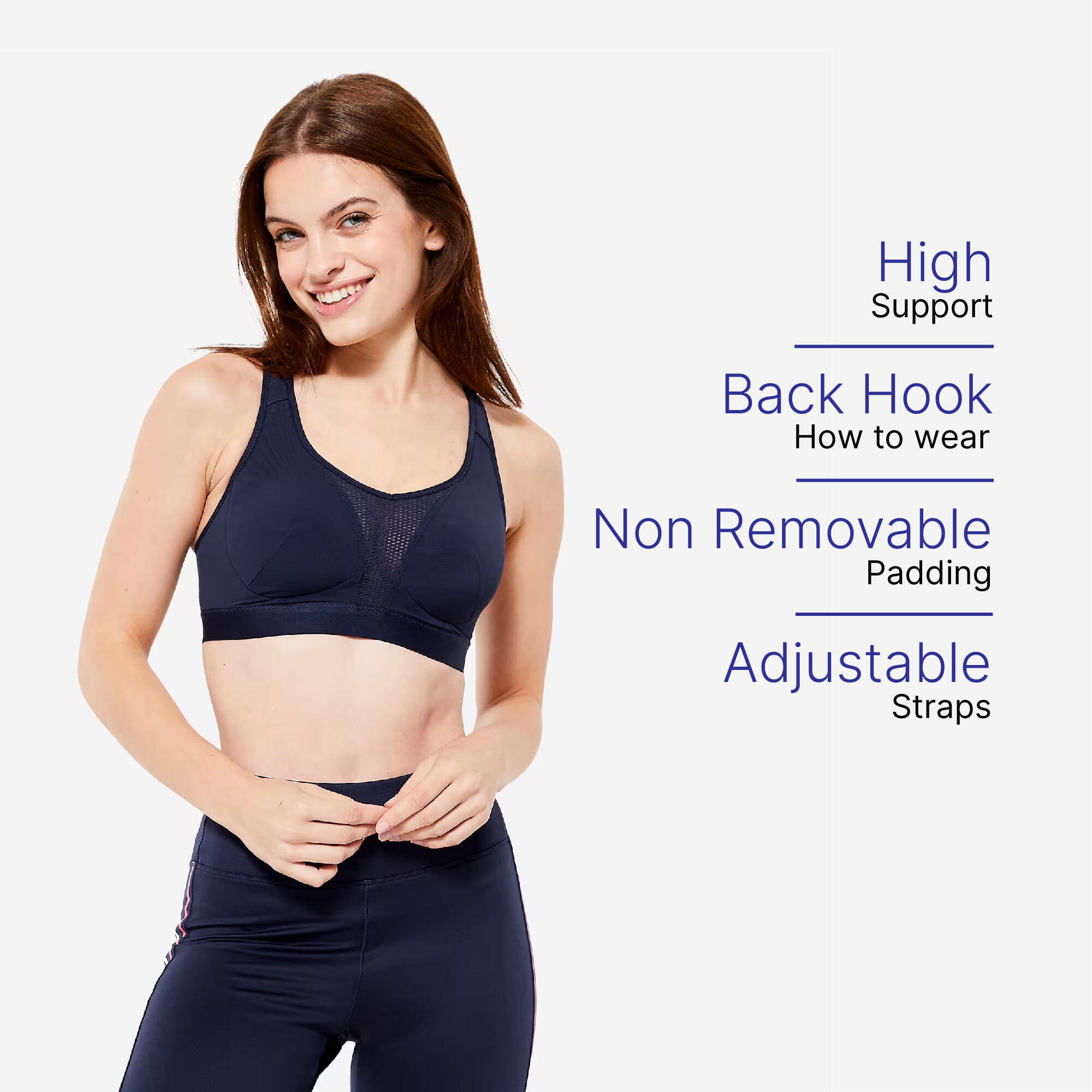 Women's High Support Convertible Strap Sports Bra - Steel Blue -  1