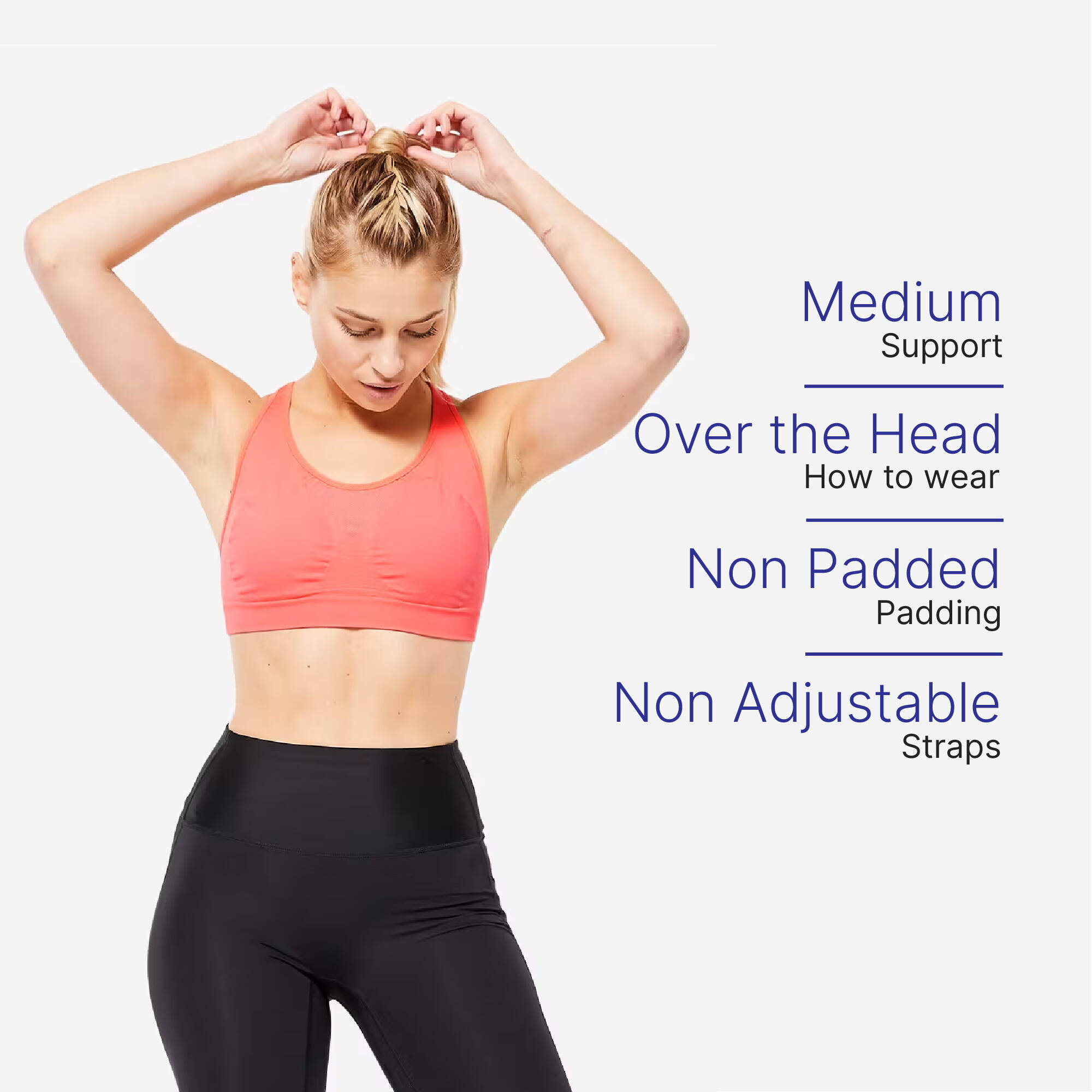 Sport Bra Medium Support for Running - Pomelo Orange