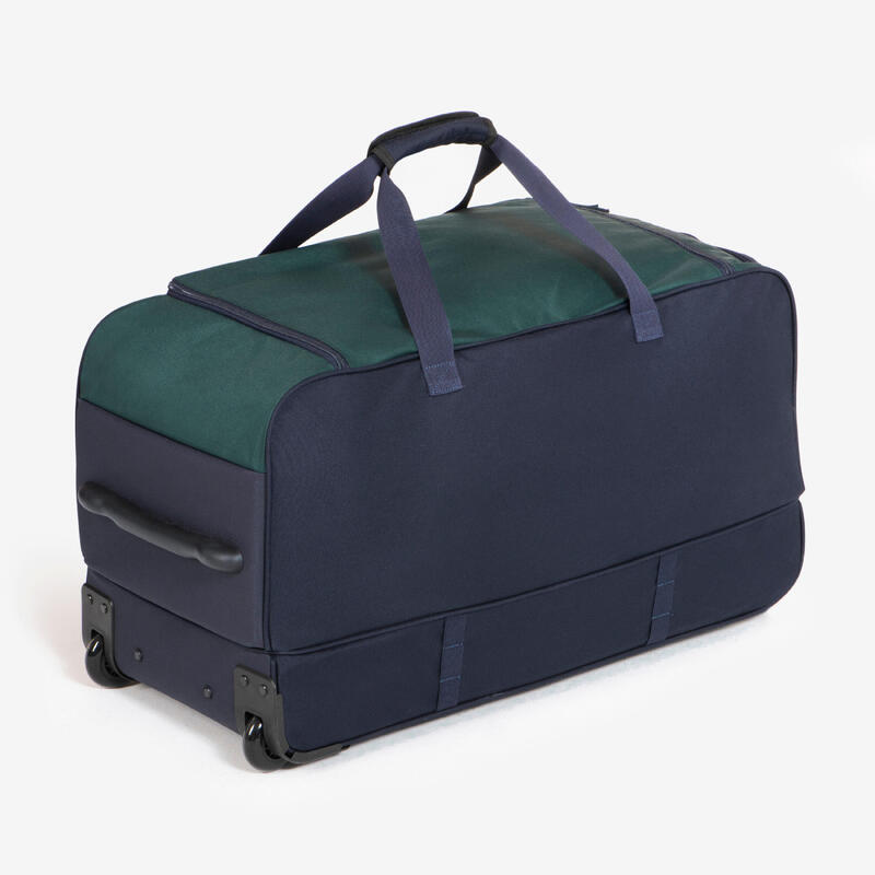 Sac de transport à roulettes équitation trolley 80 l - vert et bleu.