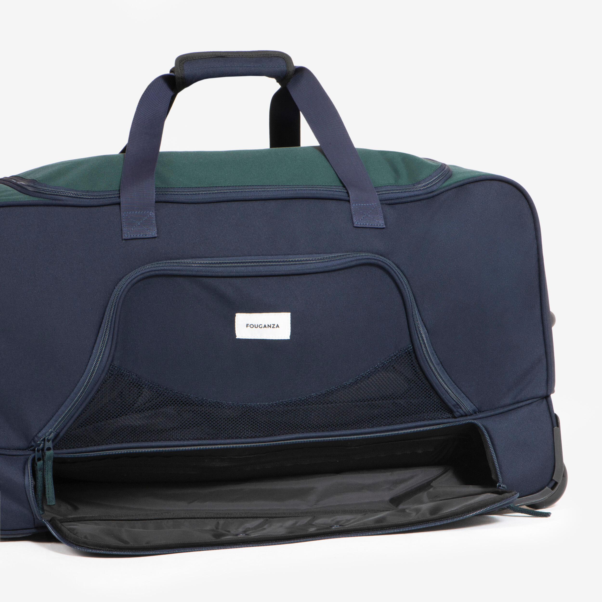 Tas op wieltjes voor ruitersportmateriaal trolley 80 l groen en blauw 5/8