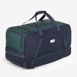 Valise - Sac de transport à roulettes équitation trolley 80 l - vert et bleu.