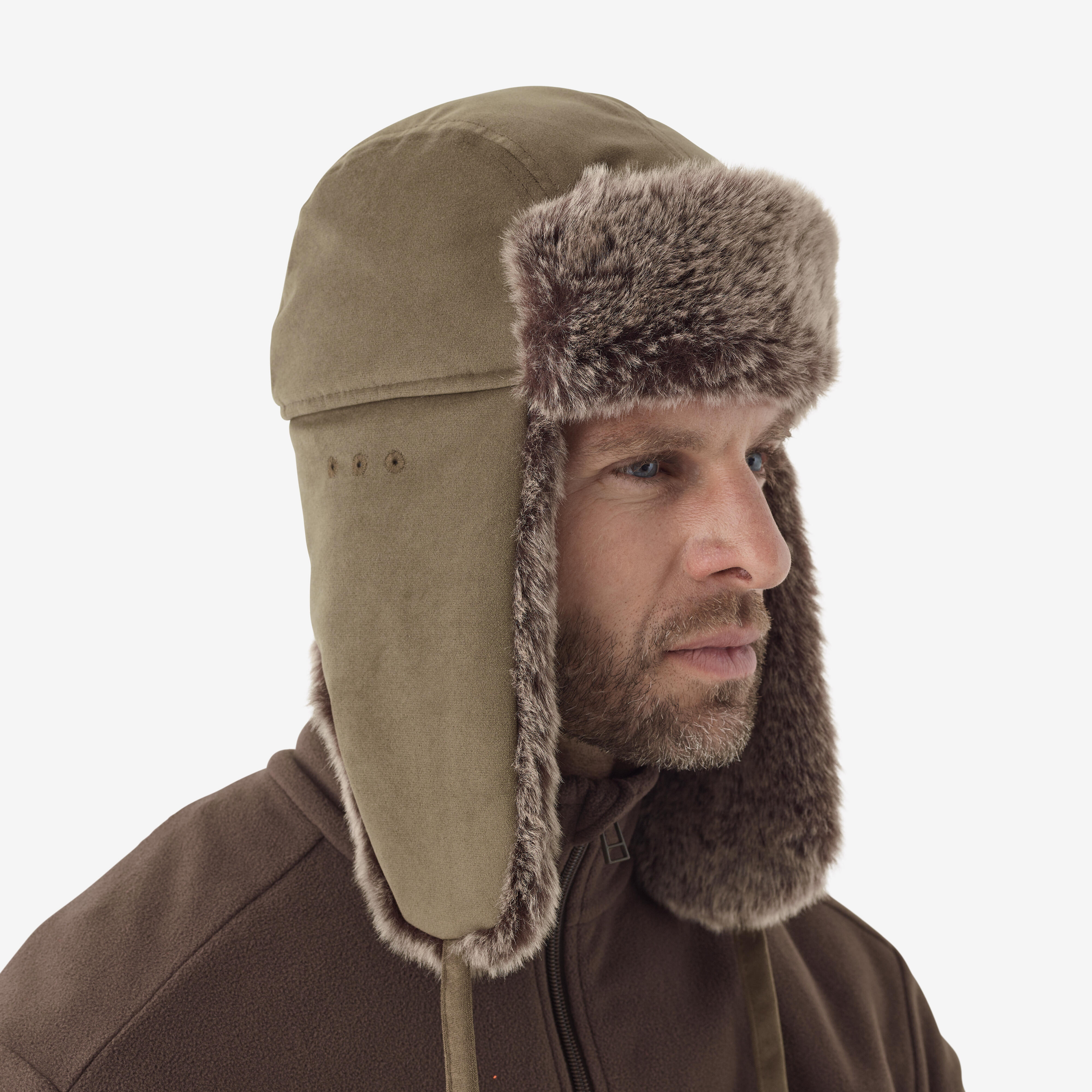 Faux Fur Hunting Hat - Toundra 500 Brown - SOLOGNAC
