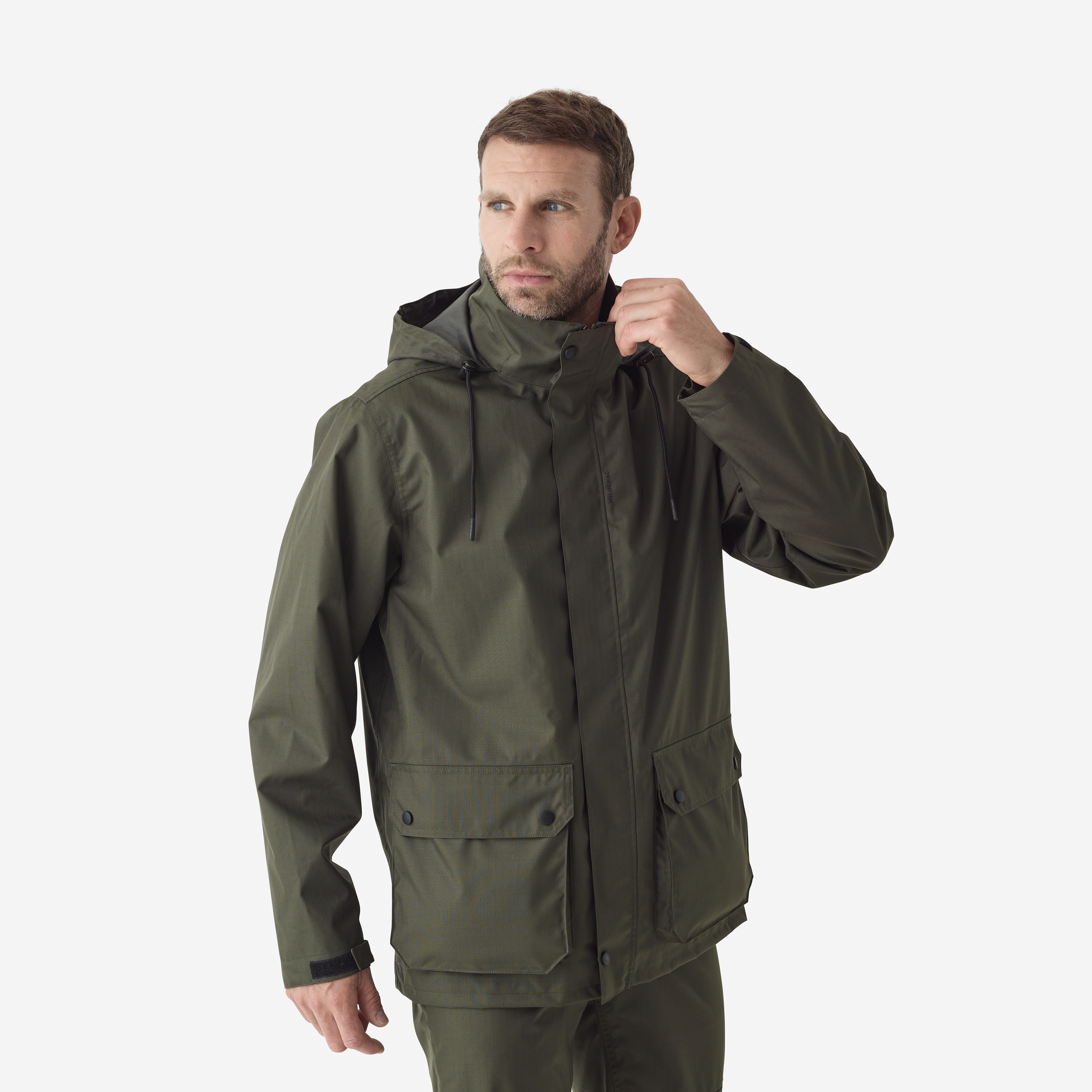 Veste impermeable 500 verte - Chasse - Solognac- Clubs - Entreprises - Collectivités - Associations