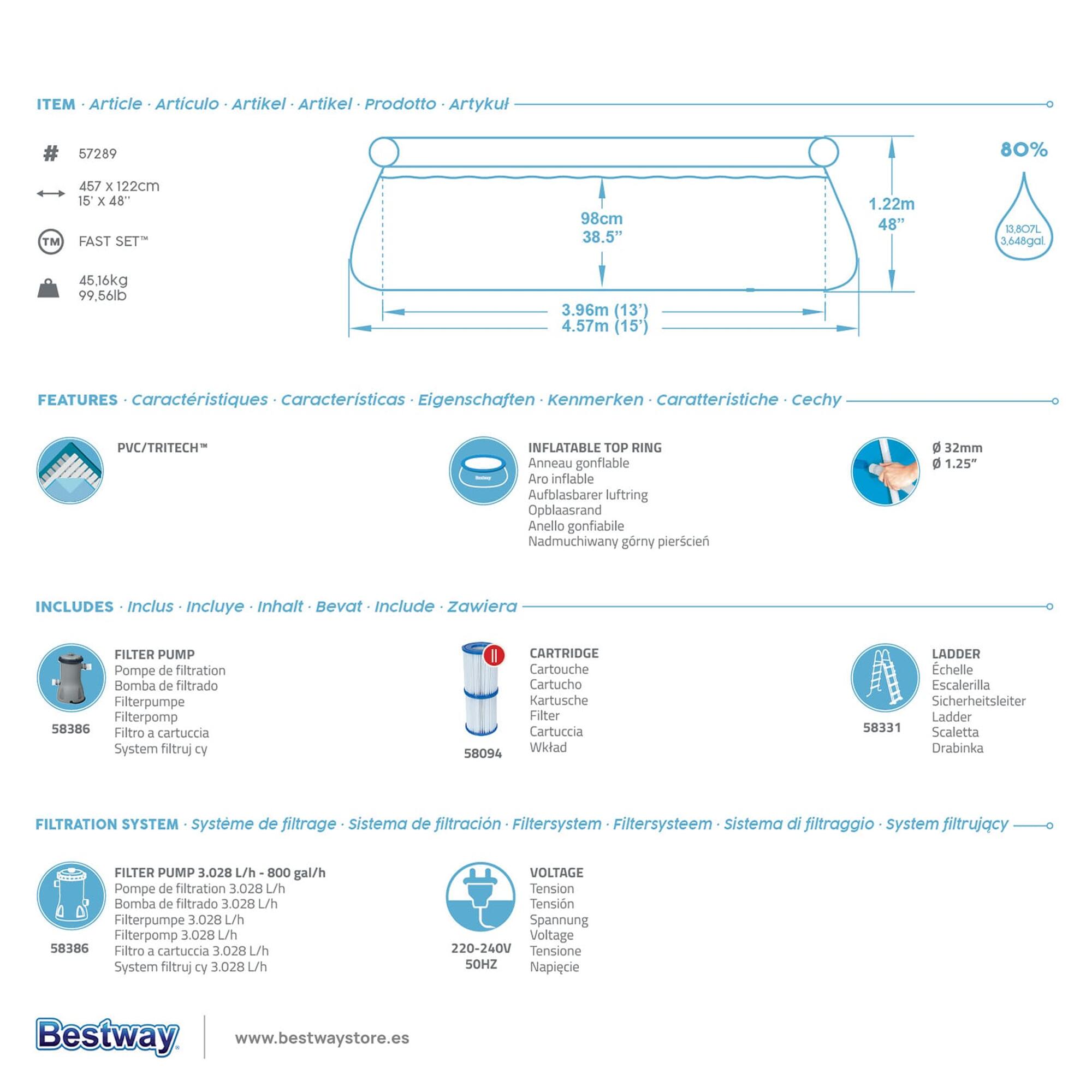 Second Life - Piscina Inflable Circular Fast Set Bestway 4,57 x 1,22 m 5/5