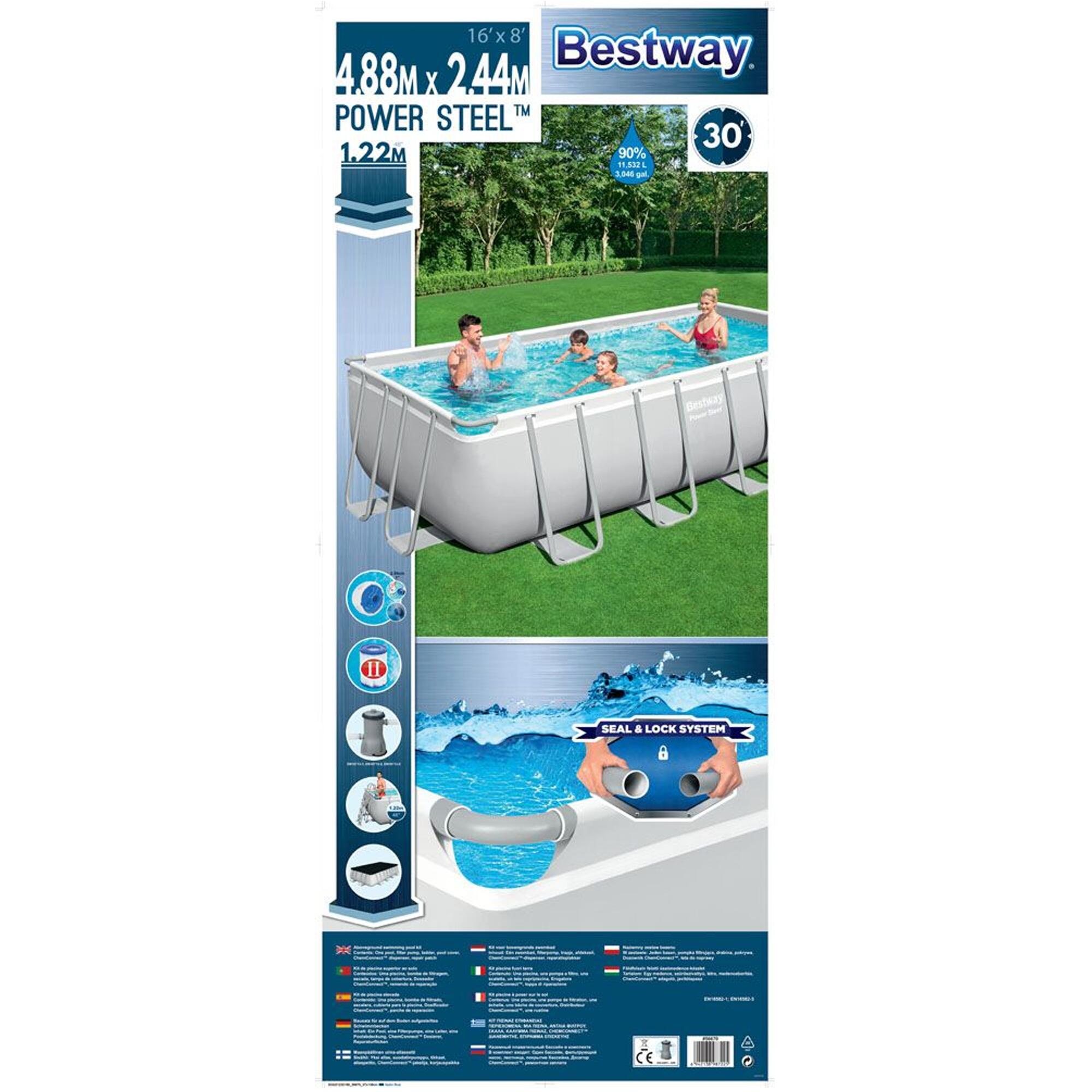 Piscina tubular de pvc rectangular BESTWAY 4.88x2.44x1.2 m 4/5