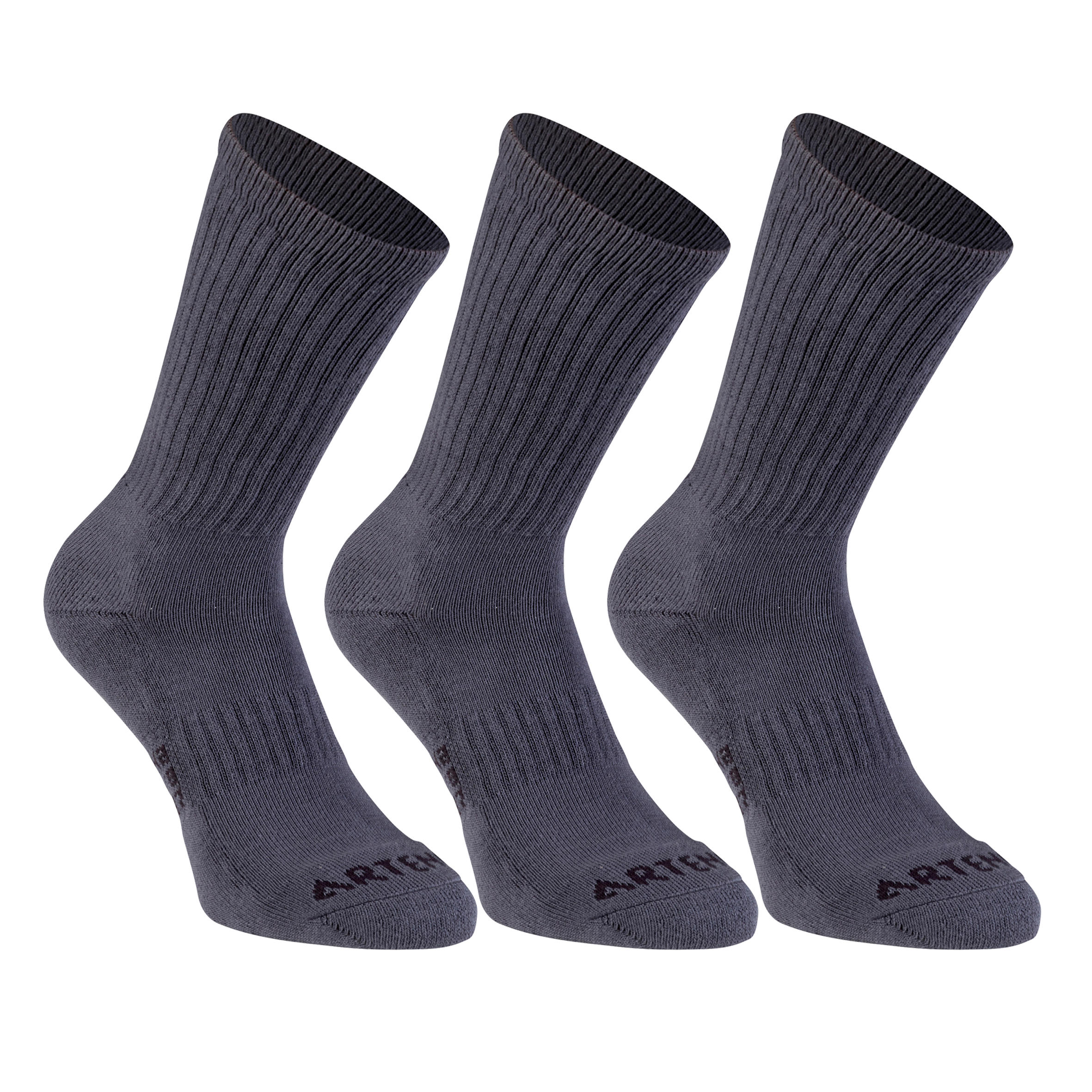 ARTENGO RS800 Adult High Sports Socks 3-pack - Grey