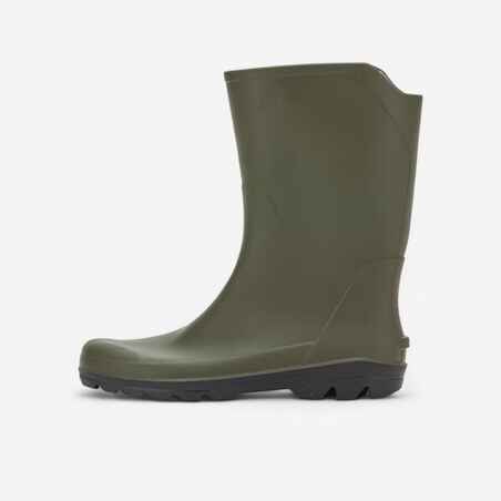 Men’s short and lightweight waterproof wellies LAND 100 green