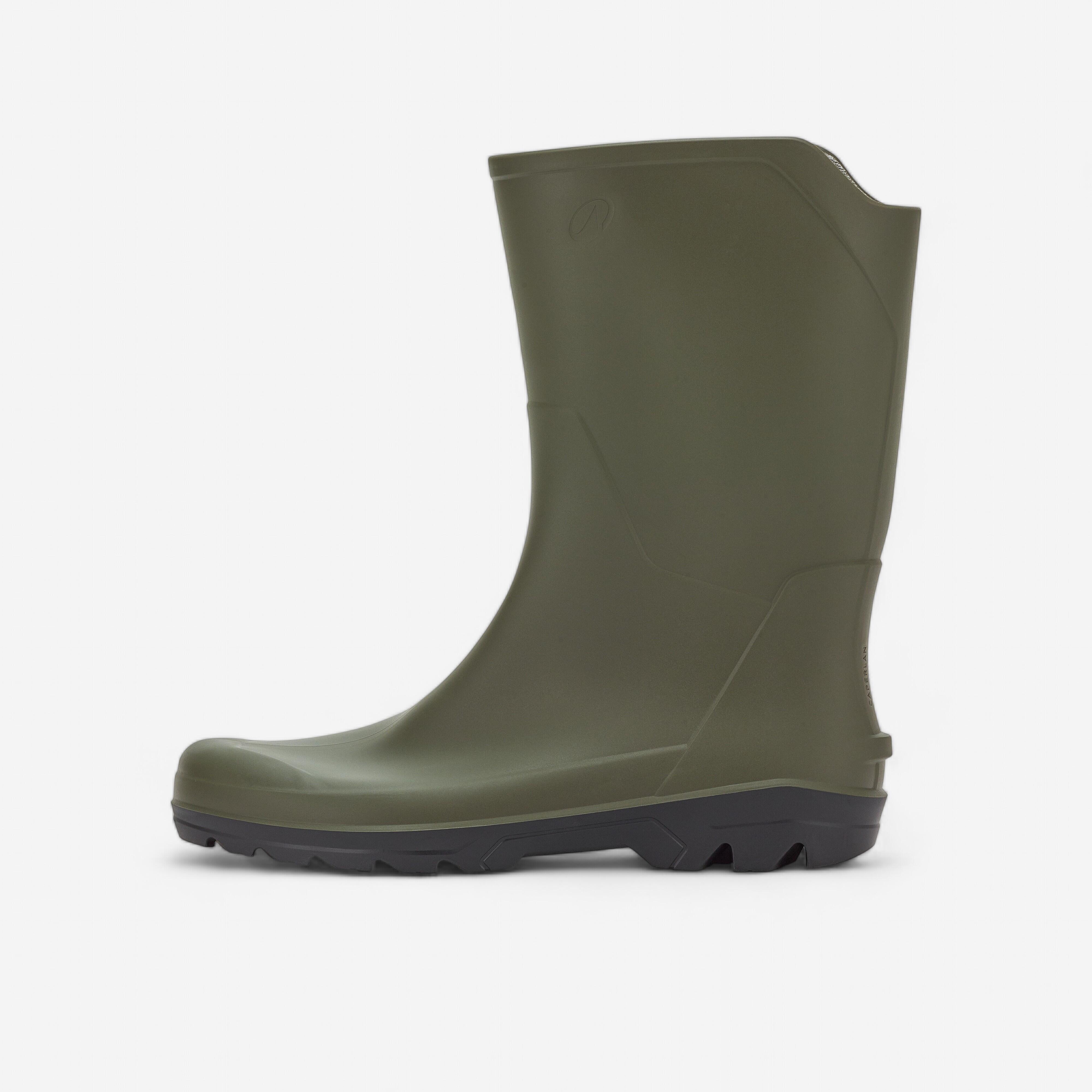 LAND 100 men's short, lightweight waterproof rain boots, green