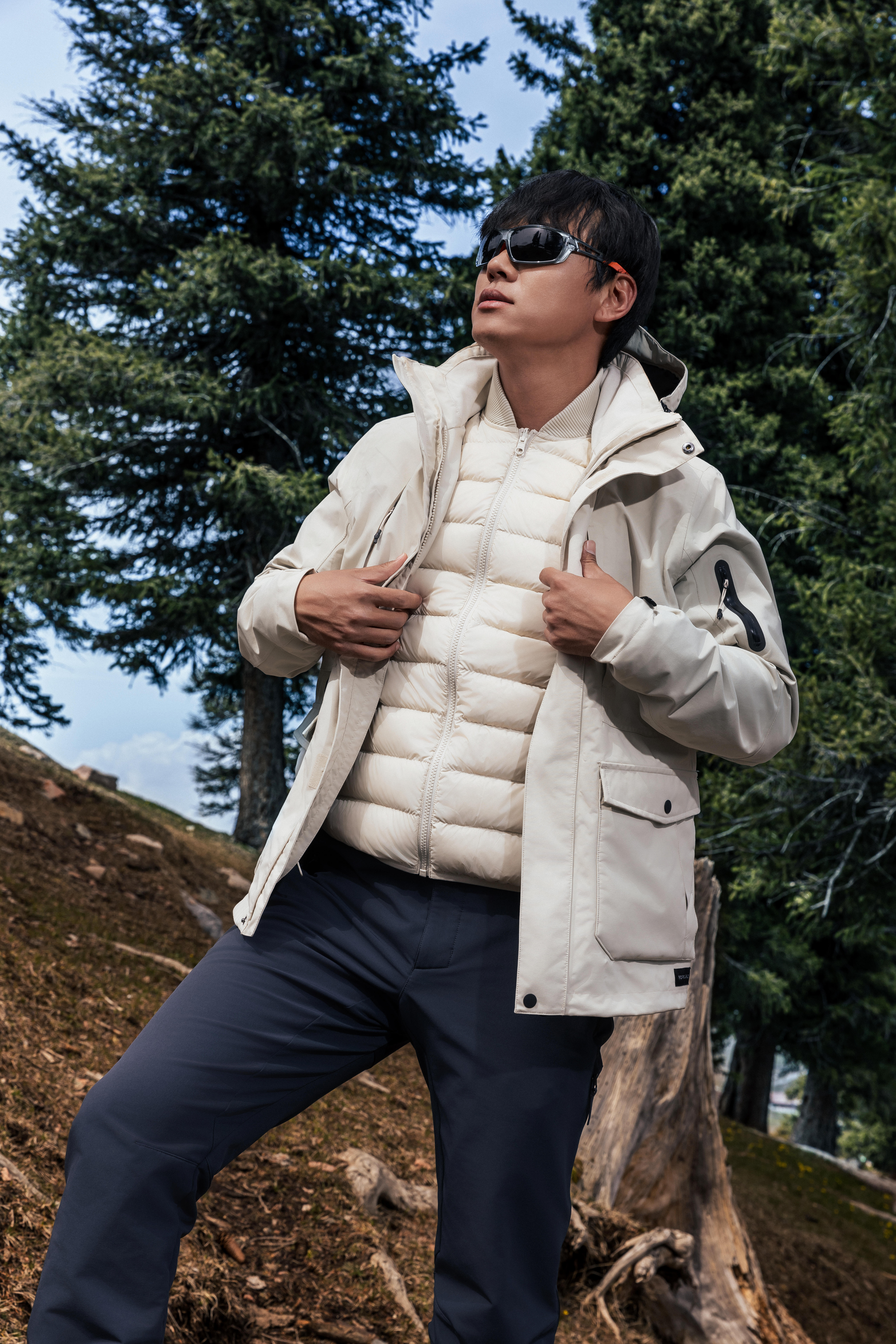 Men's Travel 3 in 1 Winter Down Jacket 500 -5°C - Khaki