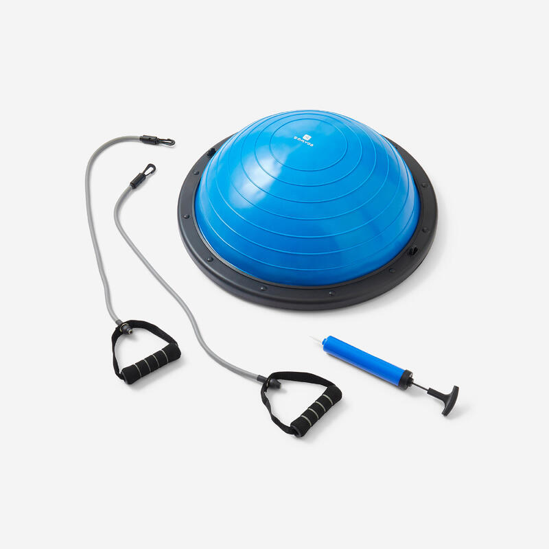 OMKEERBARE BALANSTRAINER VOOR FITNESS + ELASTIEK BLAUW