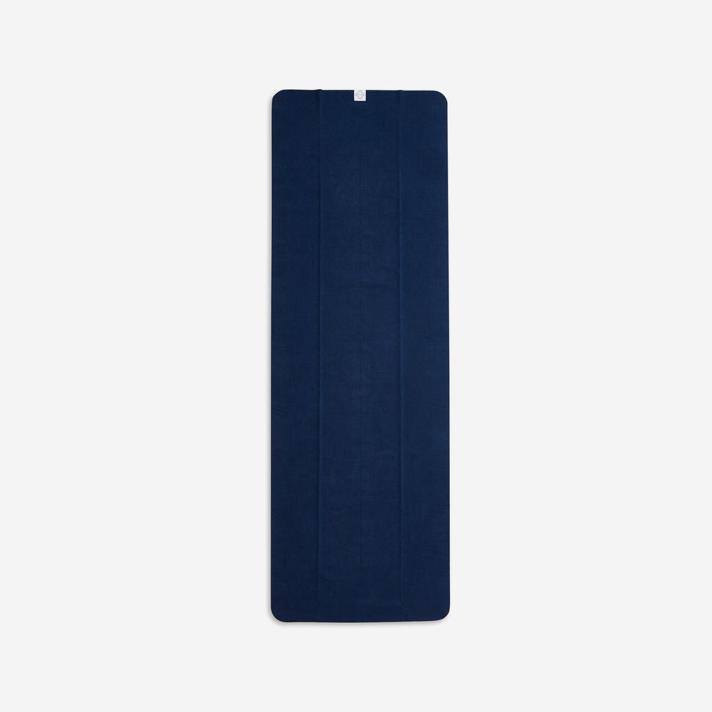 Serviette de yoga antidérapante 183cm x 61cm x 1mm, bleu acier