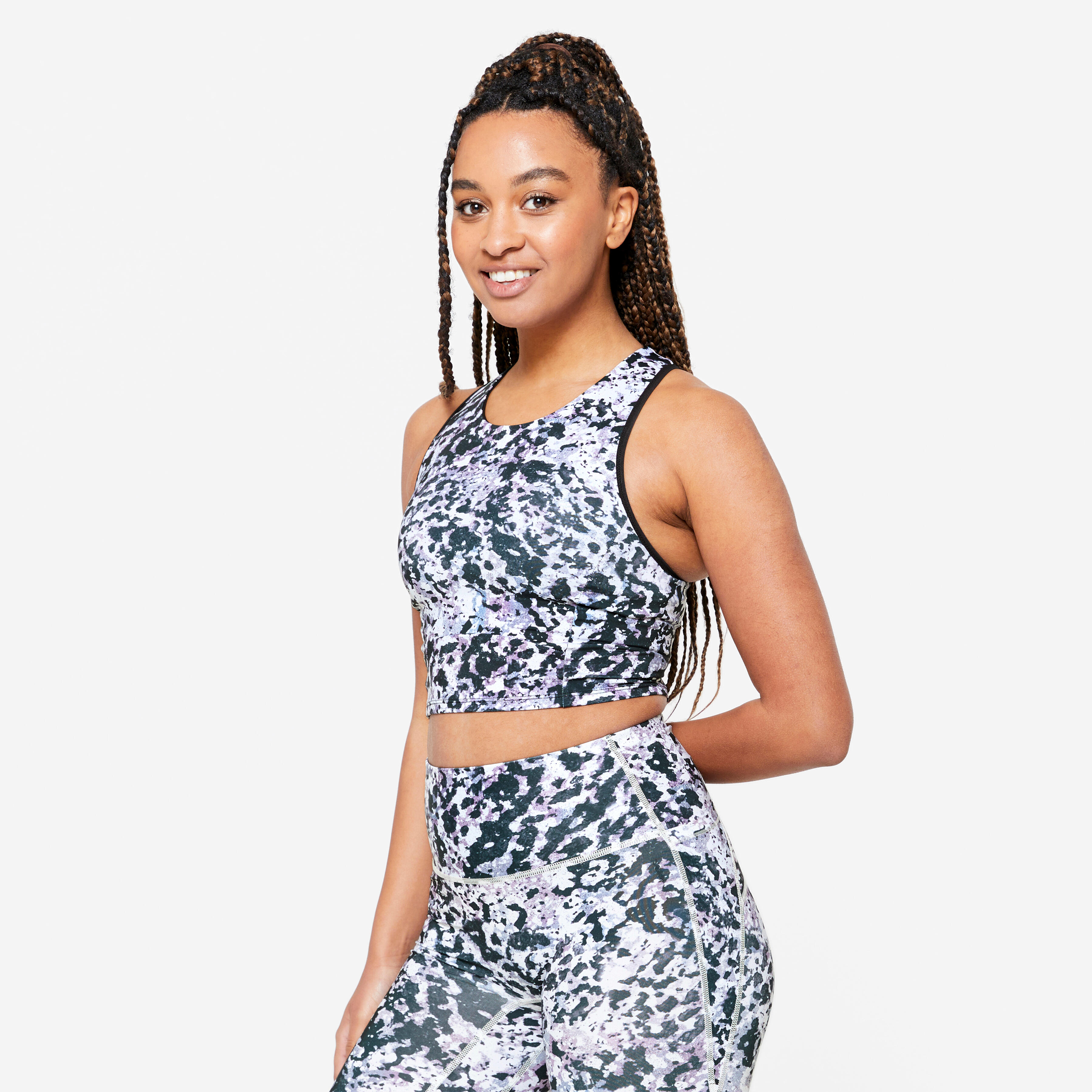 Domyos - Crop Top Brassière Maintien Medium Femme - Multicolore - Brassière - Sous Vetement Multisport - - 44l - Decathlon