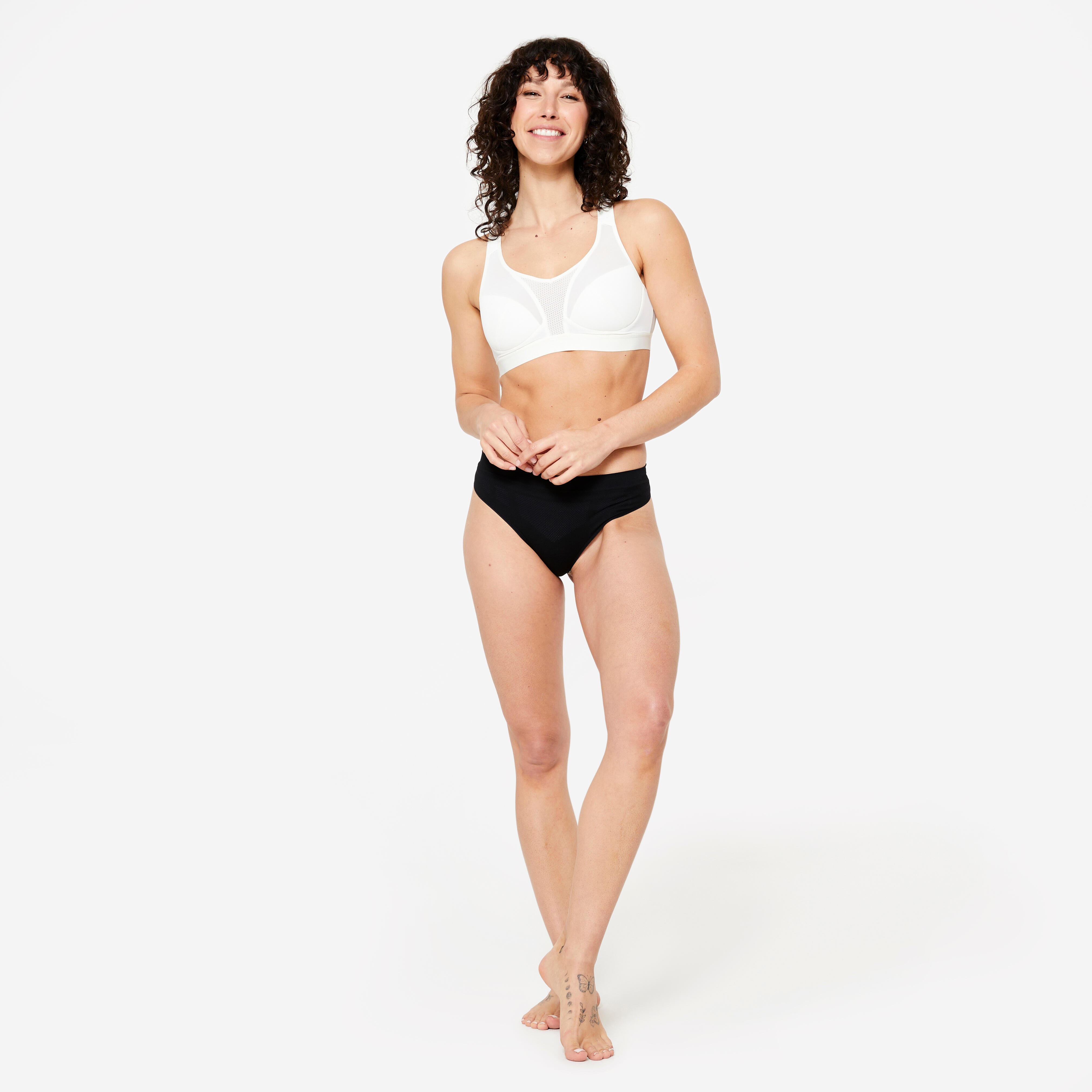 Sujetador Top Mujer Negro Tirantes Cruzables Sujecion Alta Decathlon