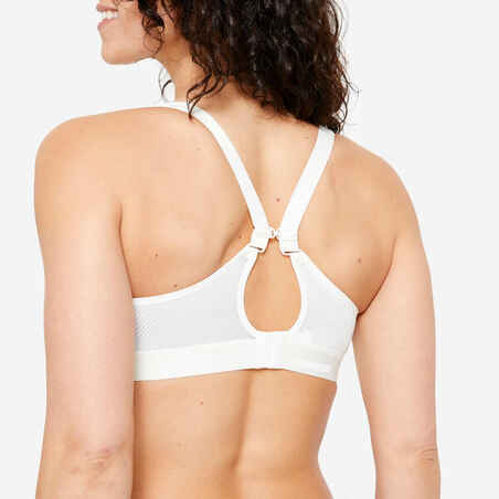 Women's High Support Bra with Crossed Straps - White