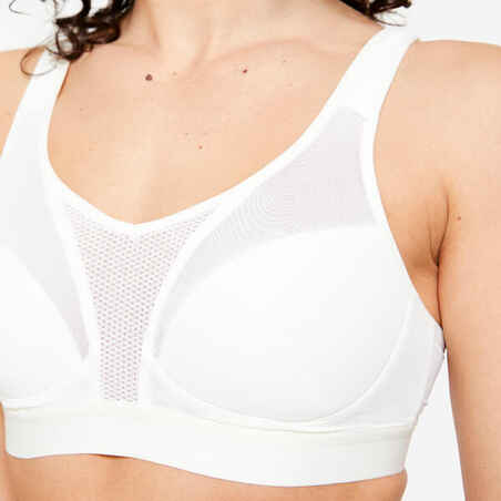 Women's High Support Bra with Crossed Straps - White