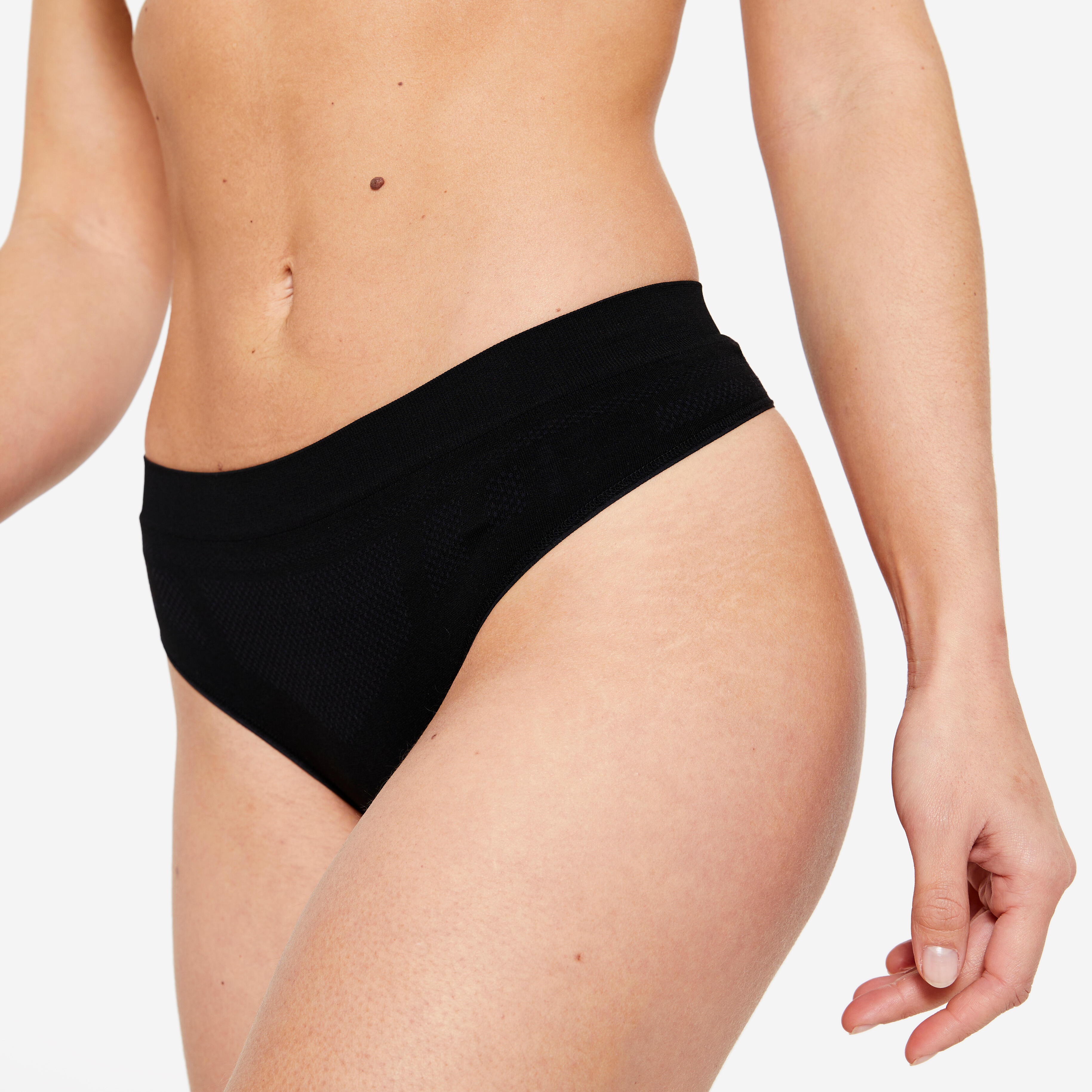 Women's Seamless Tanga - Ebony Black