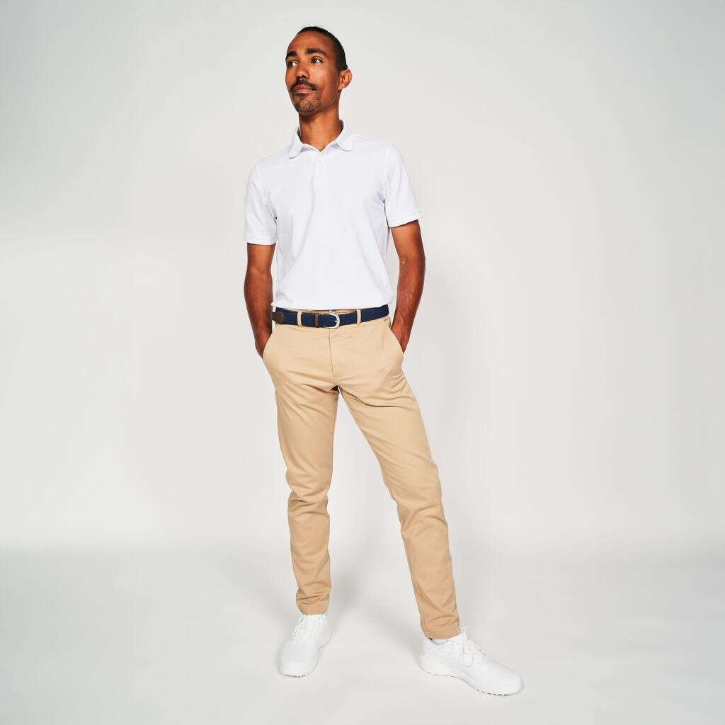 Golf cotton short sleeve polo shirt beige