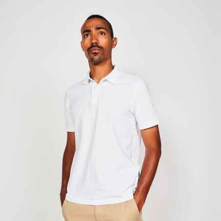 Men's golf cotton short-sleeved polo shirt - MW500 White