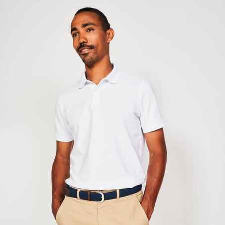 Men’s golf cotton short-sleeved polo shirt - MW500 White