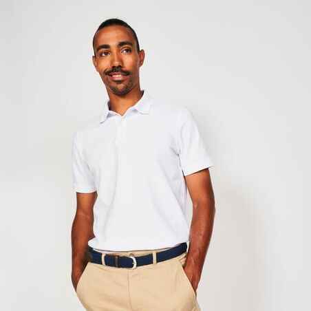 Men’s golf cotton short-sleeved polo shirt - MW500 White